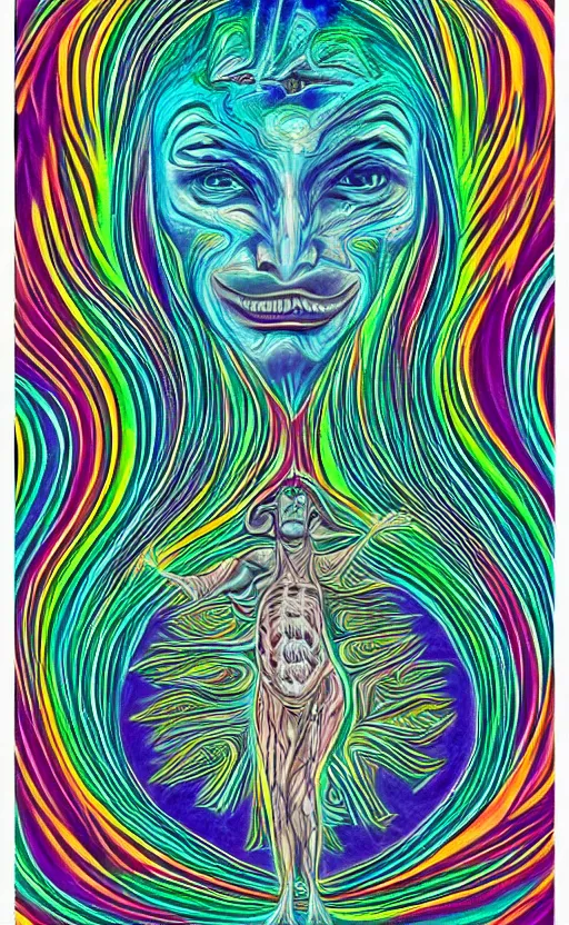 Image similar to astral projection in the style of alex grey