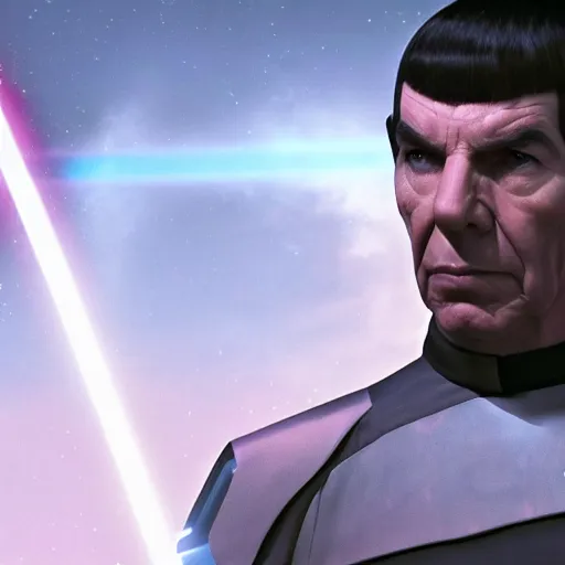 Prompt: spock in star wars, photorealistic scene, 8 k, trending on artstation,