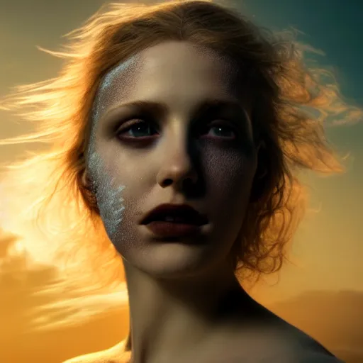 Prompt: photographic portrait of a stunningly beautiful post apocalyptic gothic female in soft dreamy light at sunset, contemporary fashion shoot, by edward robert hughes, annie leibovitz and steve mccurry, david lazar, jimmy nelsson, breathtaking, 8 k resolution, extremely detailed, beautiful, establishing shot, artistic, hyperrealistic, beautiful face, octane render