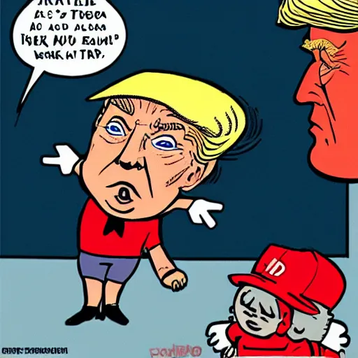 Image similar to donald trump as a baby in time out political cartoon