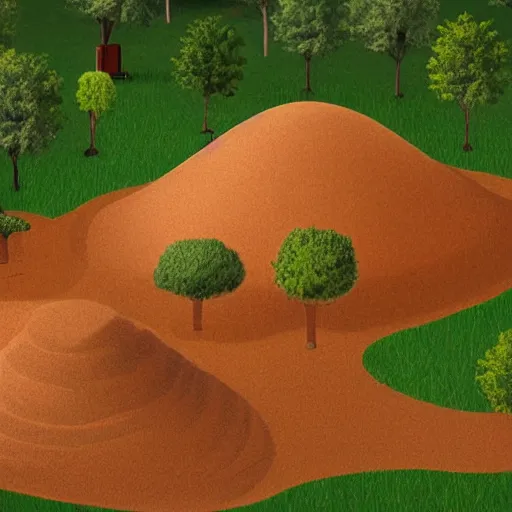 Image similar to a giant anthill in the shape of an old-fashioned school, photorealistic