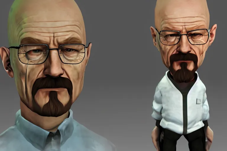 Prompt: Walter White as a character in the video game Garry's Mod,