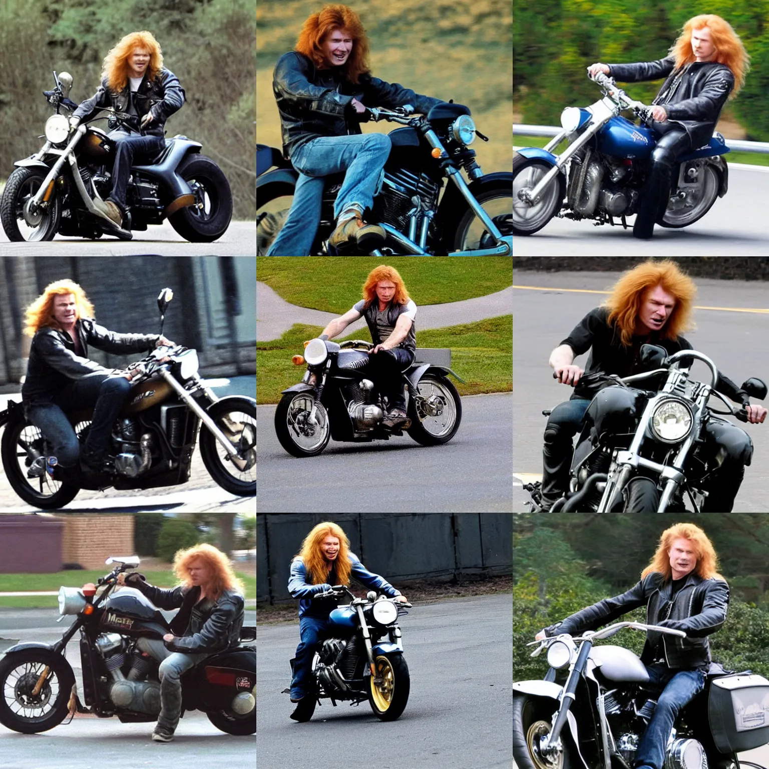 Prompt: dave mustaine riding a motorcycle