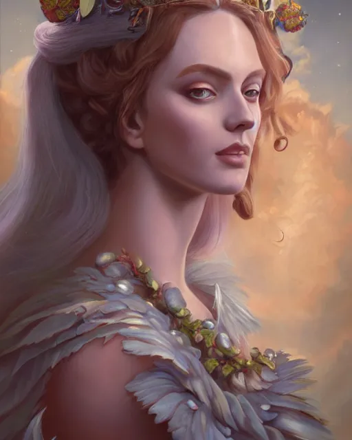 Prompt: A detailed painting of a full length portrait of Hebe, the Greek Goddess of youth. She served nectar to the Gods. By Anne Stokes and Steve Argyle and Daniela Uhlig and Tom Bagshaw. Trending on Artstation, digital character painting.