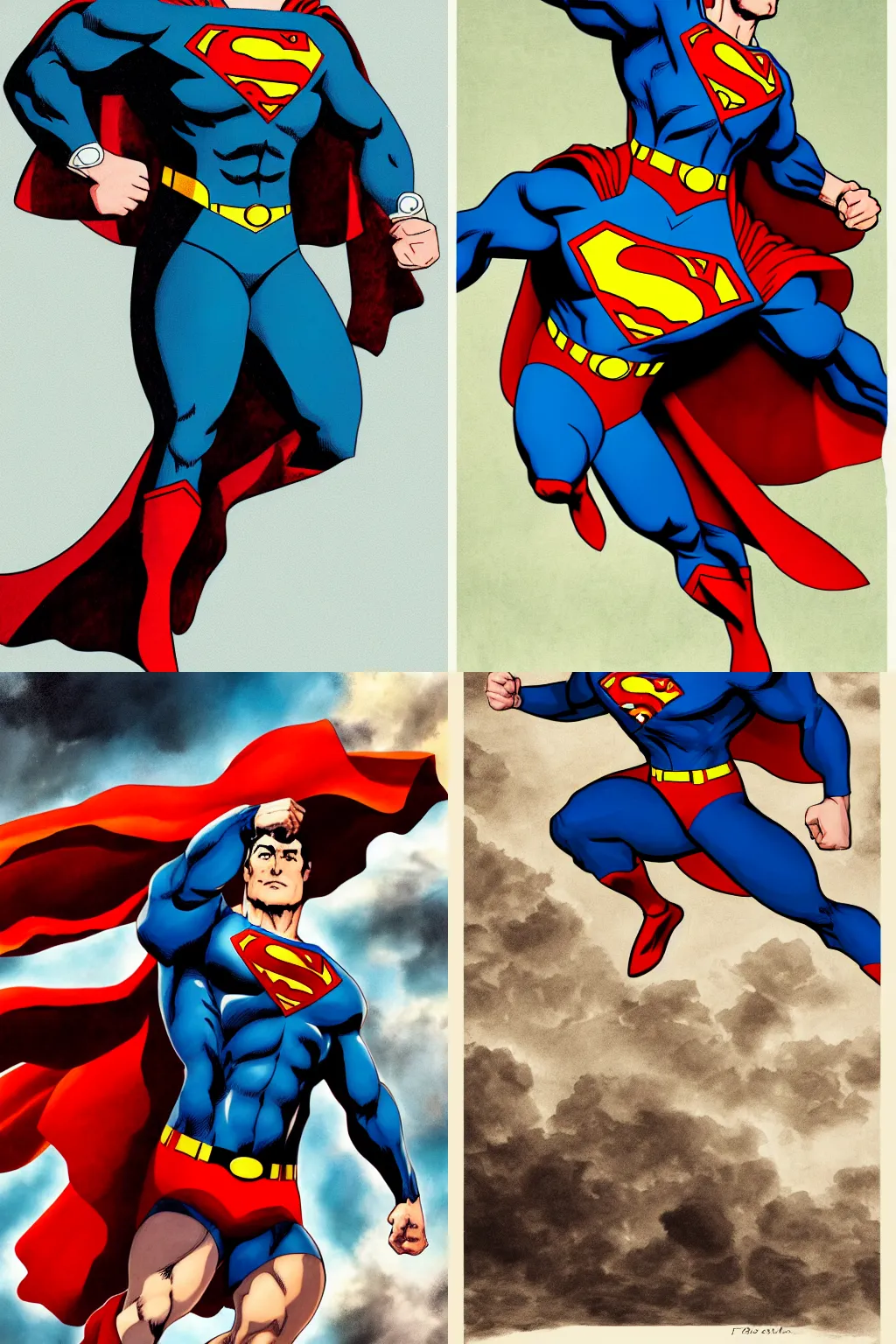 Prompt: full page illustration of superman, by Francesco goya, 8k, hd, high resolution print