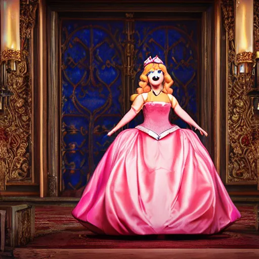 Image similar to professional portrait photography of princess peach in an opera