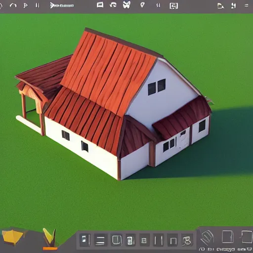 Image similar to a low poly wooden house on the white empty background, unreal engine, 3d mobile game