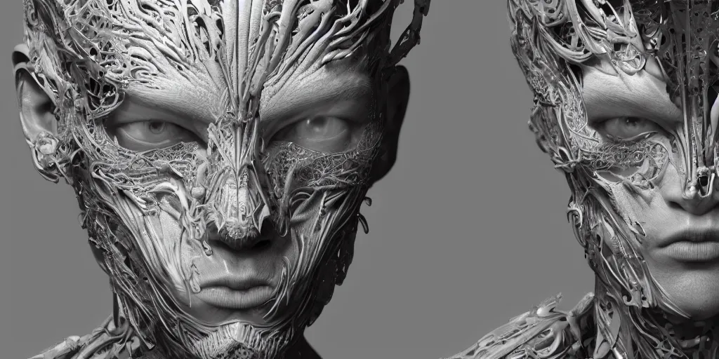 Image similar to hyper realistic photography of a stunningly beautiful cyborg male, intimately holding close, in the style of beth cavener, jin kagetsu,, and wlop, highly detailed, intricate filigree, symmetry, masterpiece, award winning, sharp focus, concept art, highkey lighting, ambient lighting, octane render, 8 k, artstation