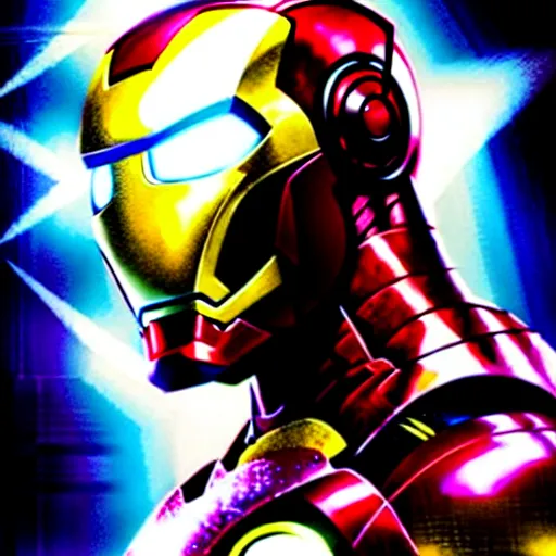 Image similar to uhd photorealistic portrait of ryan reynolds as iron man, by amano, ayami kojima, greg rutkowski, lisa frank, mark brooks, and karol bak, masterpiece, cinematic composition, dramatic pose, studio lighting, correct face, hyperdetailed, intricate details