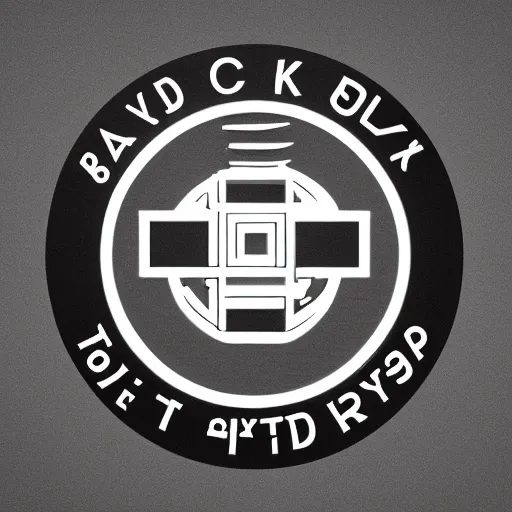 Prompt: black on white logo design in style of david rudnick, y 2 k, brutalism, acid, techno