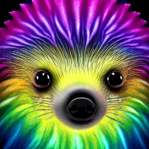 Image similar to octane rendering of a rainbow hedgehog portrait, childrens poster, digital art, beautiful