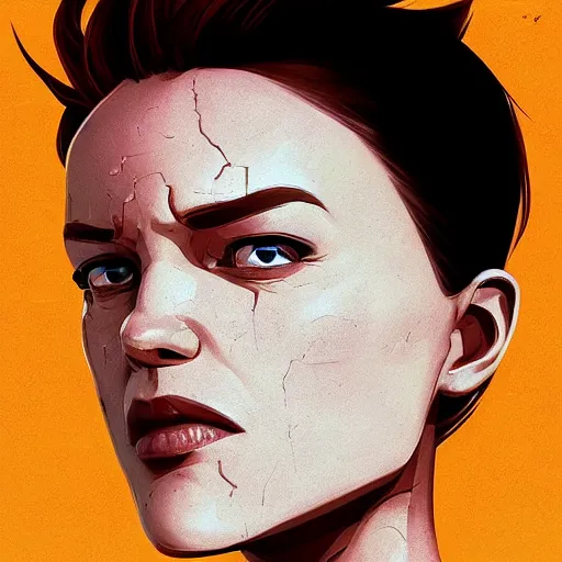 Image similar to face icon stylized minimalist terminator dark fate, loftis, cory behance hd by jesper ejsing, by rhads, makoto shinkai and lois van baarle, ilya kuvshinov, rossdraws global illumination