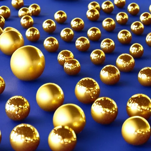 Image similar to a gold ball in 1 0 different colors arranged into a sphere