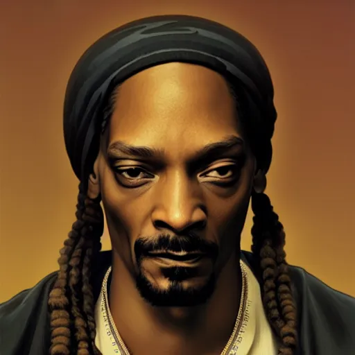 Image similar to Snoop dog , highly detailed, digital painting, artstation, concept art, sharp focus, illustration, art by greg rutkowski and alphonse mucha