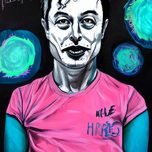 Image similar to Elon Musk painted in the style of Harumi Hironaka