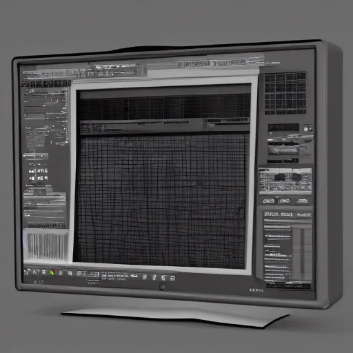 Prompt: old crt monitor screen technical details render 3 d clean sharp focus concept art