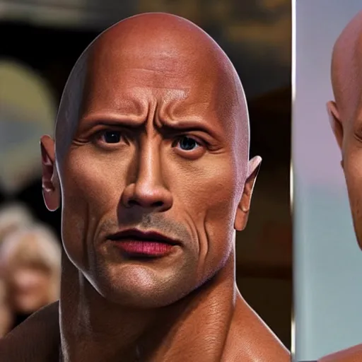 Image similar to Dwayne Johnson as a drag queen, highly detailed, hyper realistic