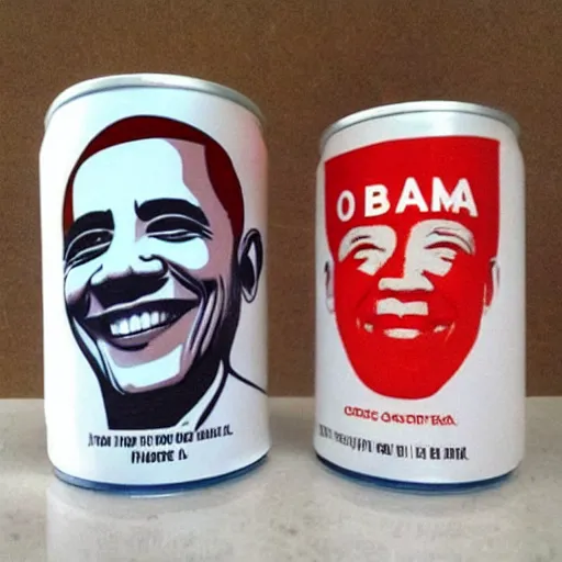 Image similar to obama on coke can, kitchen