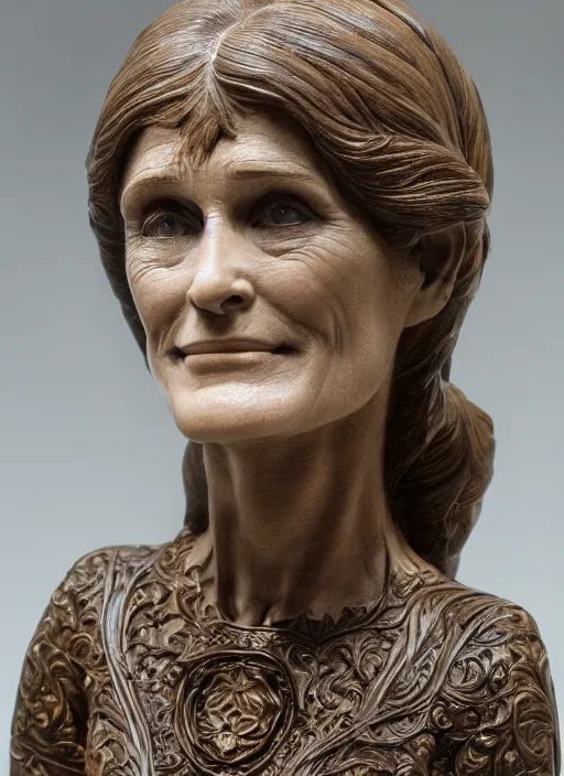Image similar to high intricate bust of an margot kidder [ 1 9 7 0 ] carved from wood in baroque style, studio light, maria panfilova, andrea savchenko, mike kime, ludovic plouffe, qi sheng luo, oliver cook, trending on artstation