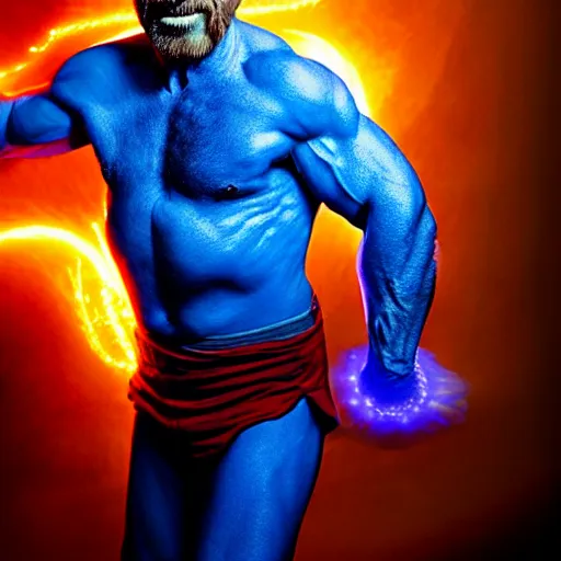 Image similar to uhd candid photo of cosmic chuck norris powering up, glowing, global illumination, studio lighting, radiant light, hyperdetailed, correct face, elaborate intricate costume. photo by annie leibowitz