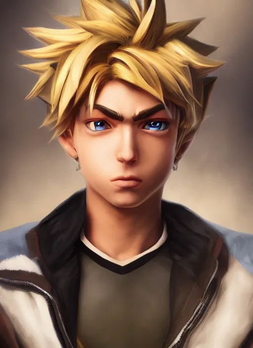 Image similar to An epic fantasy comic book style portrait painting of boy fantasy thief with blonde hair yu-gi-oh style , unreal 5, DAZ, hyperrealistic, octane render, cosplay, RPG portrait, dynamic lighting