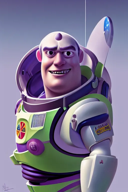 Image similar to Boris Johnson as Buzz Lightyear from Toy Story, realistic portrait, symmetrical, highly detailed, digital painting, artstation, concept art, smooth, sharp focus, illustration, cinematic lighting, art by artgerm and greg rutkowski and alphonse mucha