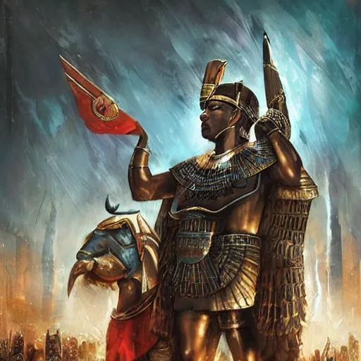 Image similar to rise of the egyptian empire by raymond swanland, highly detailed