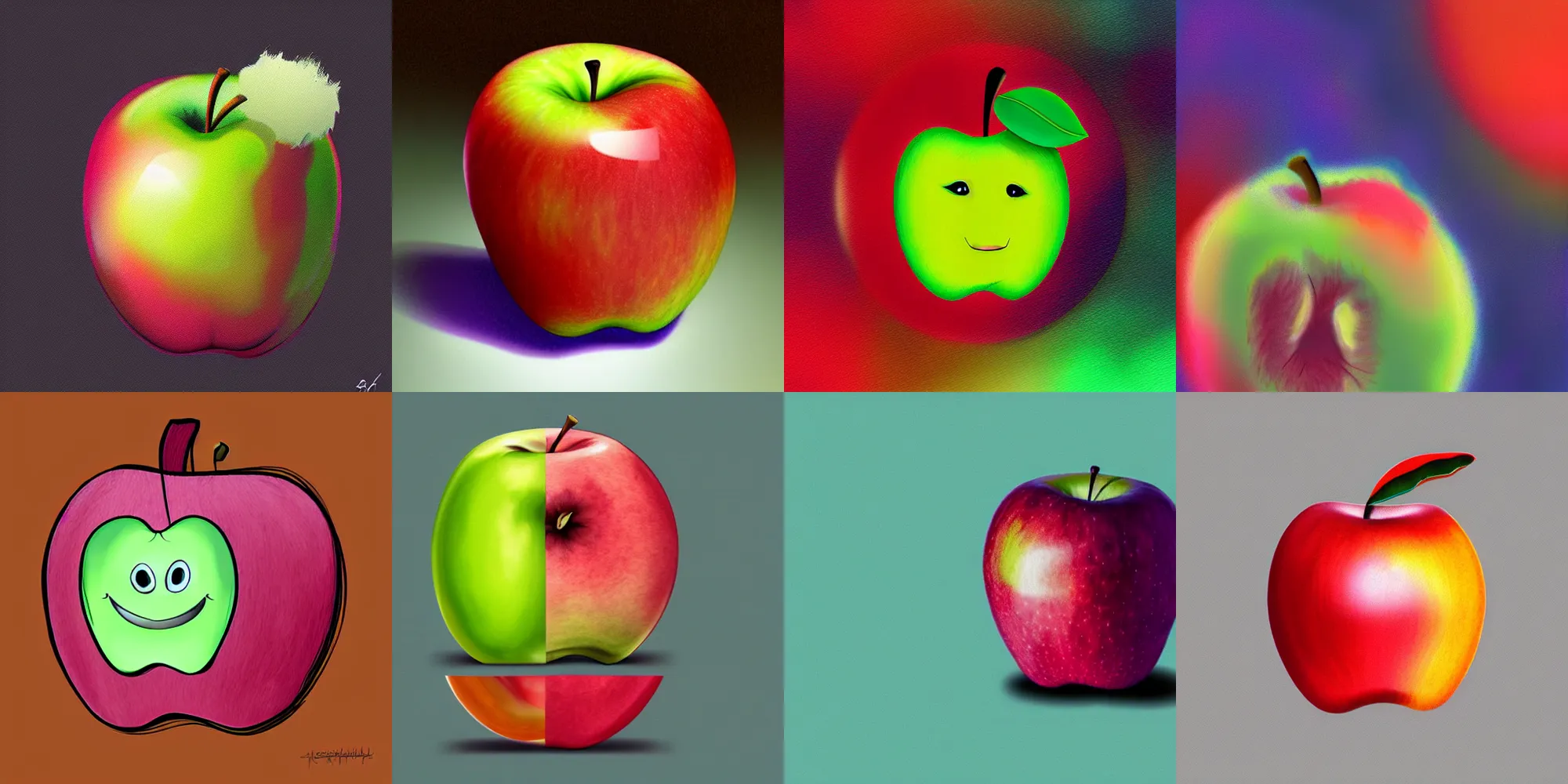 Image similar to An apple with impossible colors with large amount of fur, digital art