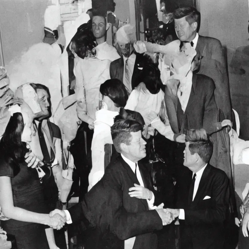 Image similar to vintage photo of president kennedy meeting with a lusty argonian maid