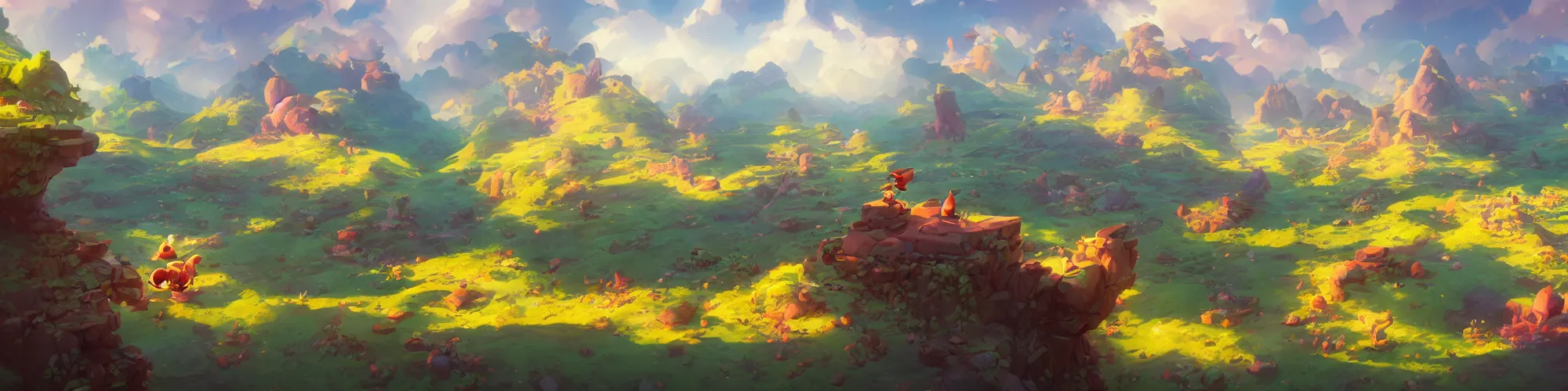 Image similar to 3 6 0 panoramic dynamics matte painting acrylic blur oil wonderland yoshi kurbi dofus, behance hd by jesper ejsing, by rhads, makoto shinkai and lois van baarle, ilya kuvshinov, rossdraws global illumination