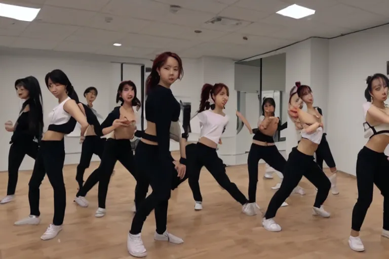 Image similar to a kpop girl group dance practice