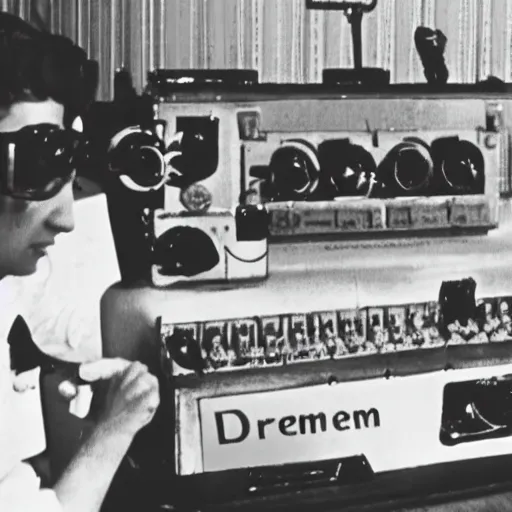 Prompt: footage of the dream experiment ( 1 9 5 0 s )