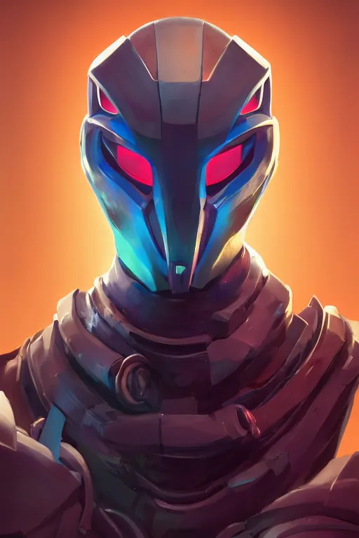 Image similar to epic mask helmet robot ninja portrait stylized as fornite style game design fanart by concept artist gervasio canda, behance hd by jesper ejsing, by rhads, makoto shinkai and lois van baarle, ilya kuvshinov, rossdraws global illumination radiating a glowing aura global illumination ray tracing hdr render in unreal engine 5