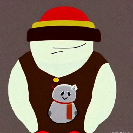 Image similar to a baby harp seal as Eric Cartman in South Park