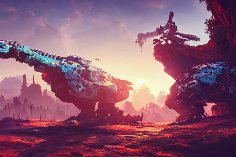 Image similar to slitherfang machine mecanical creature robot of horizon forbidden west horizon zero dawn radiating a glowing aura global illumination ray tracing hdr fanart arstation by ian pesty and alena aenami artworks in 4 k