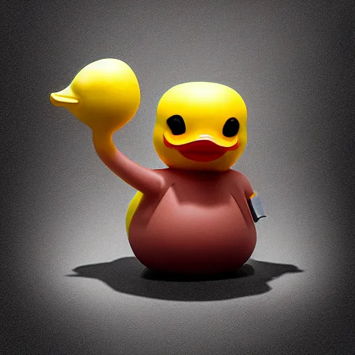 Image similar to rubber duck horror mutant, hyperrealistic drawing, trending on art station, raytracing, unreal engine