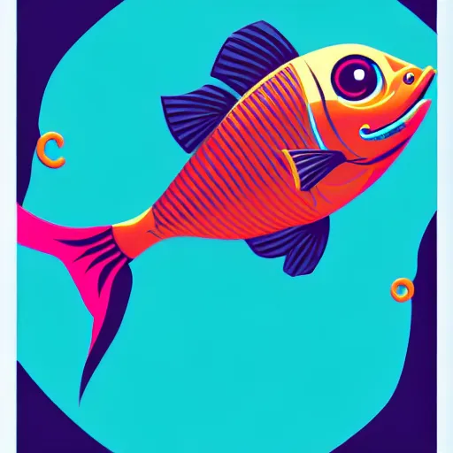 Image similar to profile of one stylized fish in center of view, photo studio, artstation, intricate, realistic, highly detailed, digital painting, concept art, sharp focus, illustration by tom whalen and charles williams and kilian eng and james jean