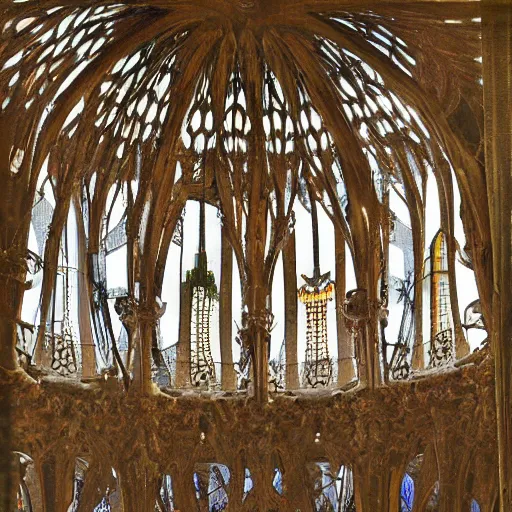 Prompt: A beautiful building Los artificios y el candor del hombre no tienen fin. Sabemos que hubo un día en que el pueblo de Dios buscaba el Nombre en las vigilias de la judería. by Antonio Gaudí intuitive