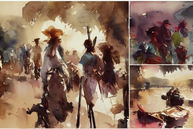 Prompt: small centered on watercolor paper, paint brush strokes, abstract watercolor painting of foreign cultural gathering, cinematic light, national romanticism by hans dahl, by jesper ejsing, by anders zorn, by greg rutkowski, by greg manchess, by tyler edlin