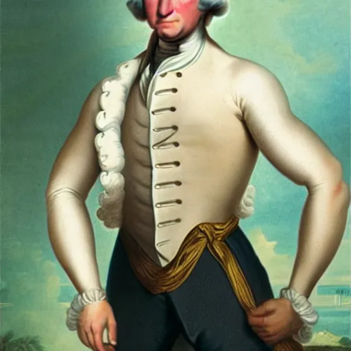 Prompt: a photo of an incrediblely muscular, sexy, george washington. professional photo shoot.