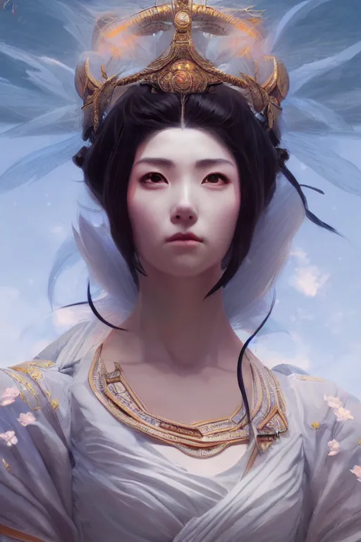 Prompt: goddess of the japan, highly detailed, digital painting, artstation, concept art, smooth, sharp focus, illustration, unreal engine 5, 8 k, art by artgerm and greg rutkowski and edgar maxence