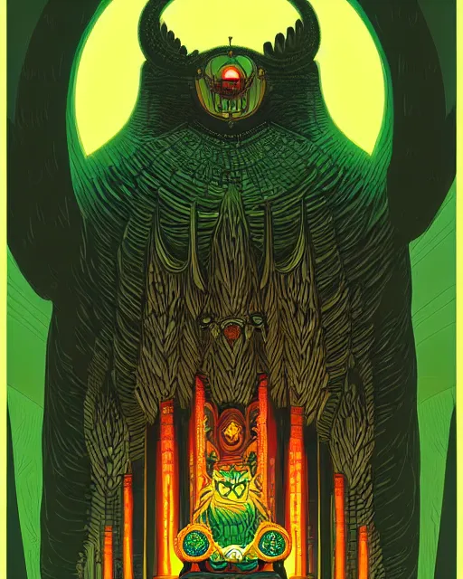 Image similar to Throne Room of the Shaman Owl King, by Kilian Eng