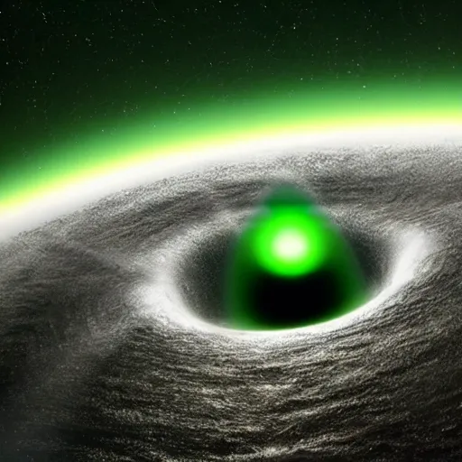 Prompt: black hole glowing green