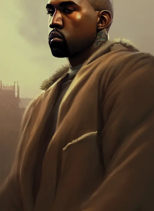 Image similar to highly detailed portrait kanye west gta v stephen bliss unreal engine fantasy art by greg rutkowski loish rhads ferdinand knab makoto shinkai lois van baarle ilya kuvshinov rossdraws tom bagshaw global illumination radiant light detailed intricate environment