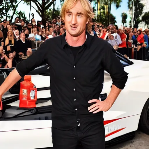 Prompt: owen wilson saying ka-chow