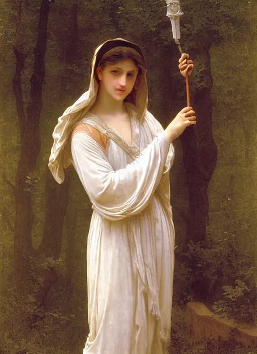 Image similar to a mage casting a frost spell by william - adolphe bouguereau