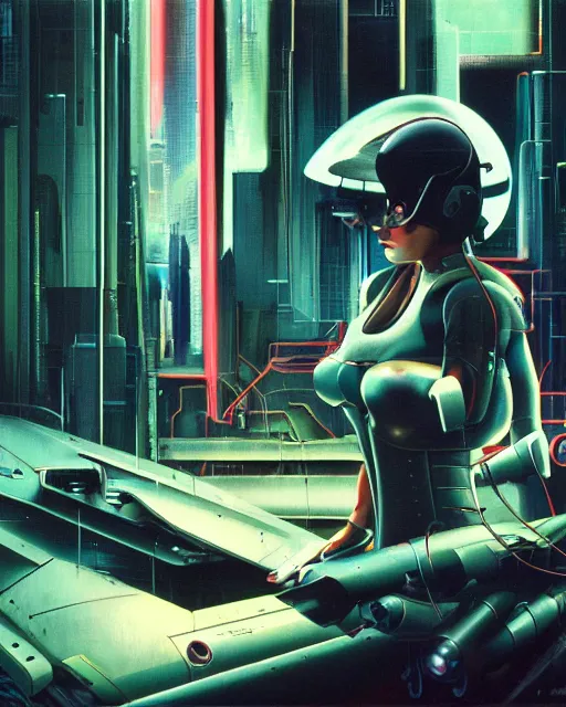 Image similar to a console of 8 0 s era technology, vintage shapes, retro technology, vintage color. ghost in the shell style by wayne barlow, oil on canvas, deep depth of field, masterpiece, cinematic composition, hyperdetailed