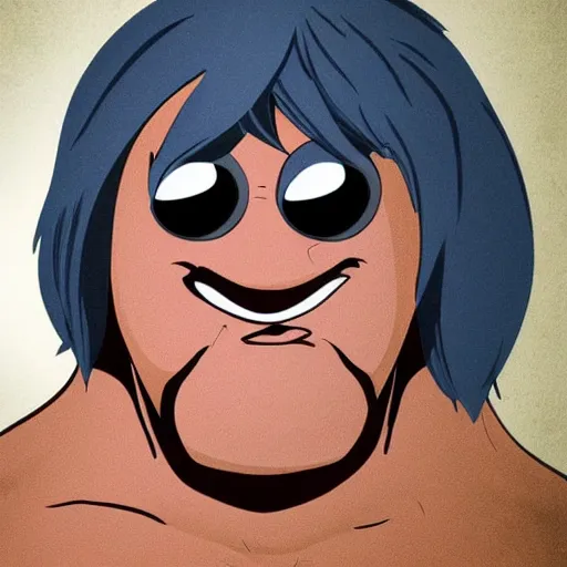 Image similar to muscle man from The Regular Show, portrait photo, realistic