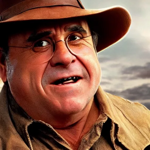 Prompt: Danny Devito as Indiana Jones, cinematic, realistic, detailed, portrait