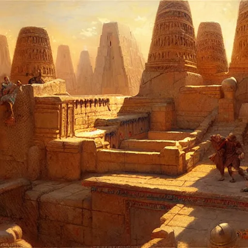 Image similar to babylon the ancient city. highly detailed painting by gaston bussiere, craig mullins, j. c. leyendecker 8 k